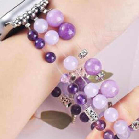 NEW Purple Beaded Apple Watch Band - Picture 3 of 6